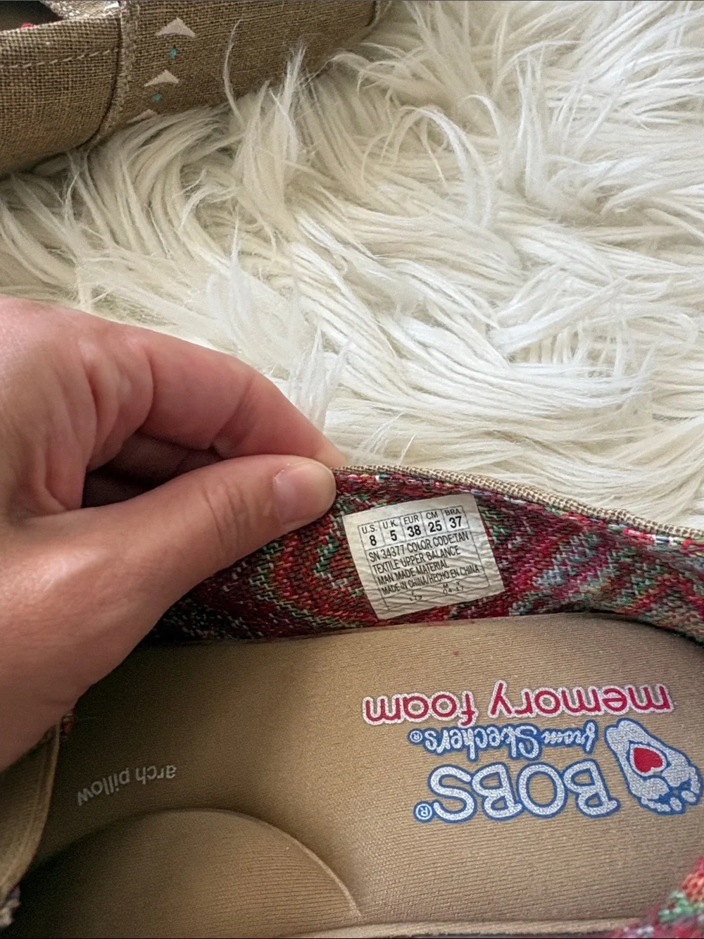 Skechers Tan Slip-On Embroidered Casual Flats